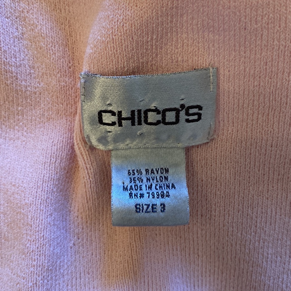 CHICO'S Pastel 3/4 Sleeve Tie-Front Blouse PLUS Shell/Tank Size 3 - Picture 10 of 11